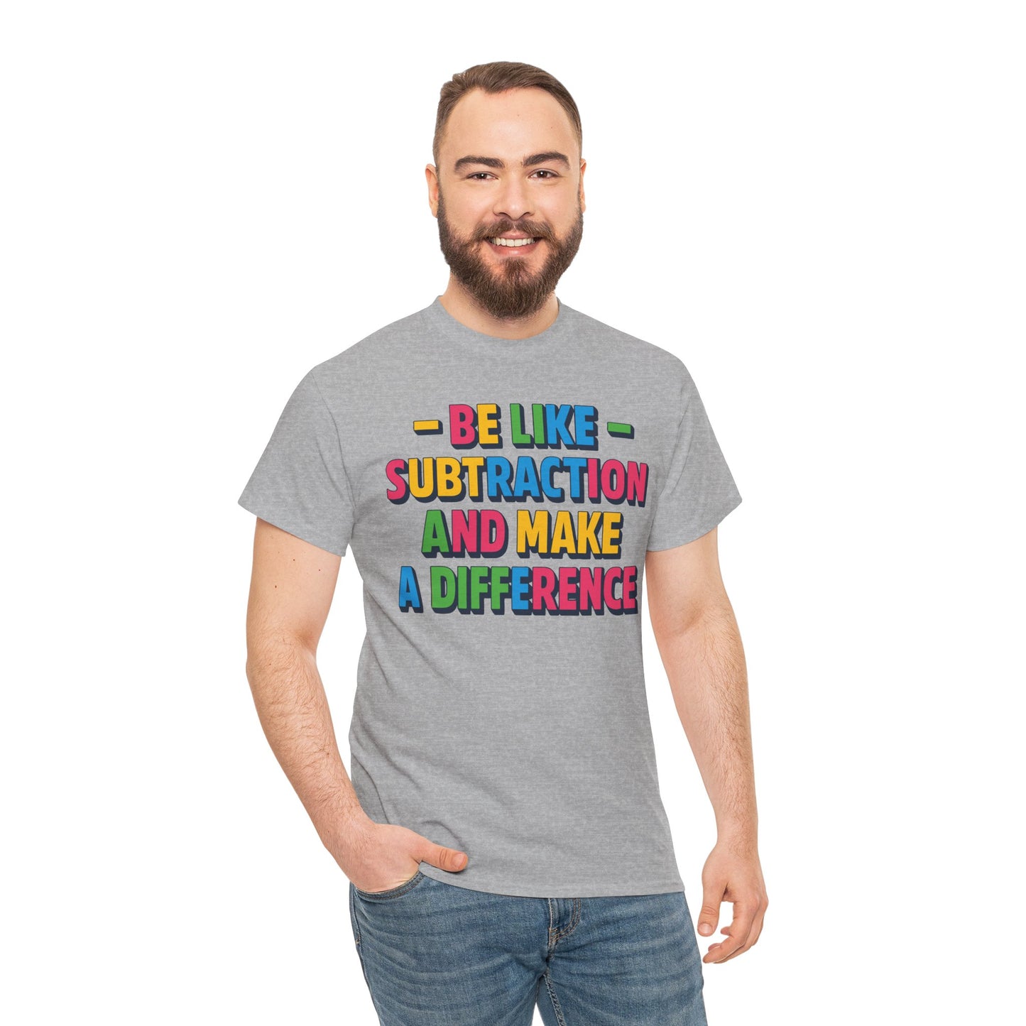 Be Like Subtraction And Make A Difference Back to School Unisex T-shirt | TEEZOCA bold subtraction slogan graphic on Unisex T-shirt for first day of school outfit
