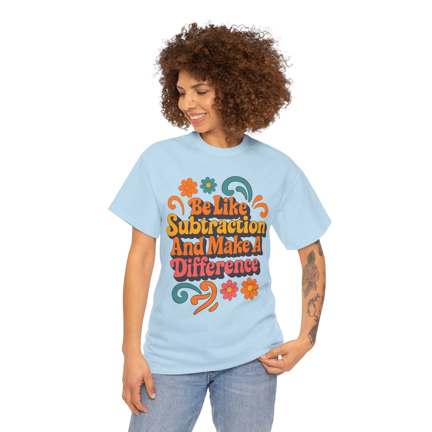 Be Like Subtraction And Make A Difference Math Teacher Unisex T-shirt | TEEZOCA inspirational teacher math graphic featured on Unisex T-shirt for educators