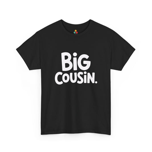 Big Cousin Bubble Font Graphic Black T-Shirt – Cute Funny Family Tee for New Big Cousins and Cousin Crew | TEEZOCA 