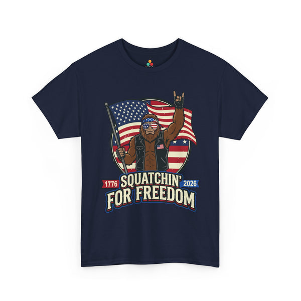 Biker Shirt Bigfoot Squatchin For Freedom 1776 T-shirt Gift TEEZOCA