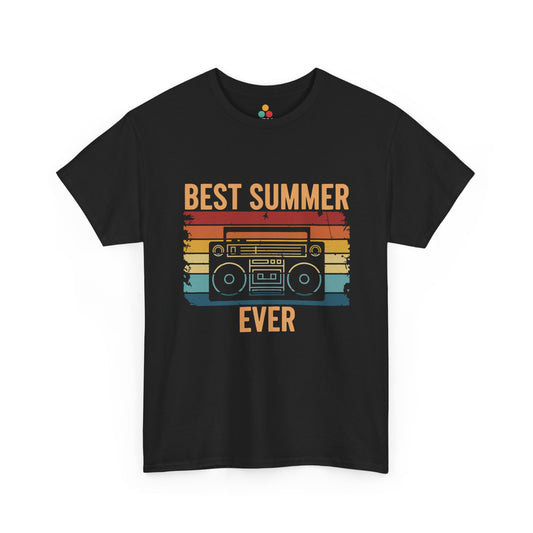 Black Best Summer Ever T-Shirt – Retro Boombox Graphic Vintage 80s Music Tee | TEEZOCA 