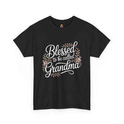 Blessed To Be Called Grandma Black T‑Shirt – Floral Grandma Gift Tee | TEEZOCA 