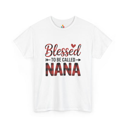 Blessed To Be Called Nana T-Shirt – Buffalo Plaid Heart Grandma Gift | TEEZOCA 