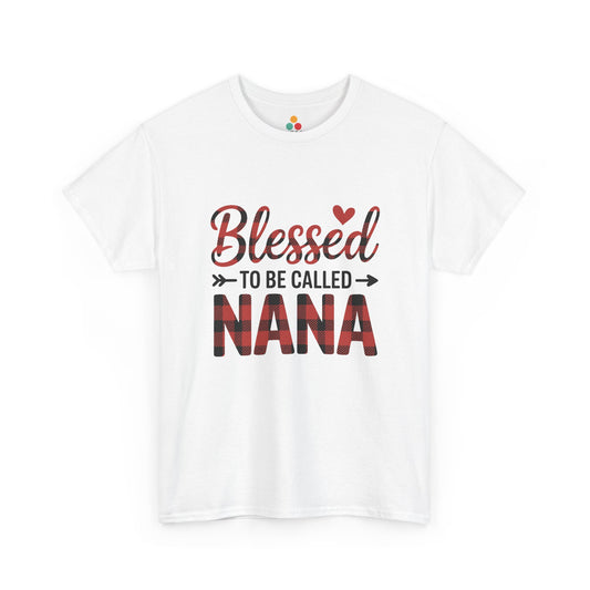 Blessed To Be Called Nana White T-Shirt – Buffalo Plaid Heart Grandma Gift | TEEZOCA 