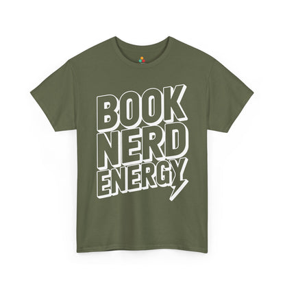 Book Nerd Energy Unisex T-shirt Bold Typography Design | TEEZOCA 