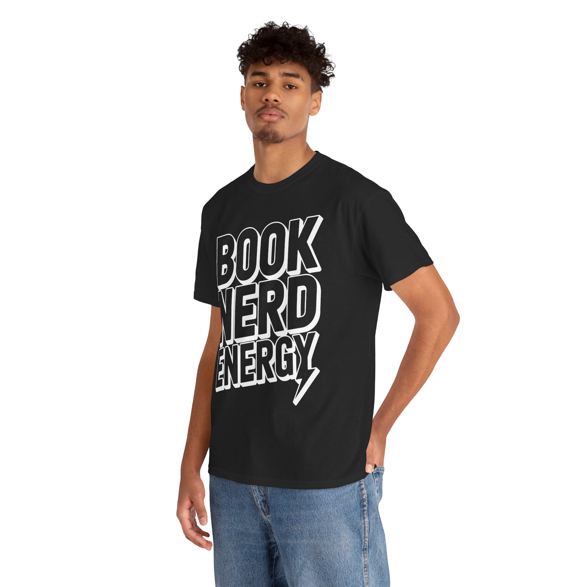 Book Nerd Energy Unisex T-shirt Bold Typography Design | TEEZOCA 