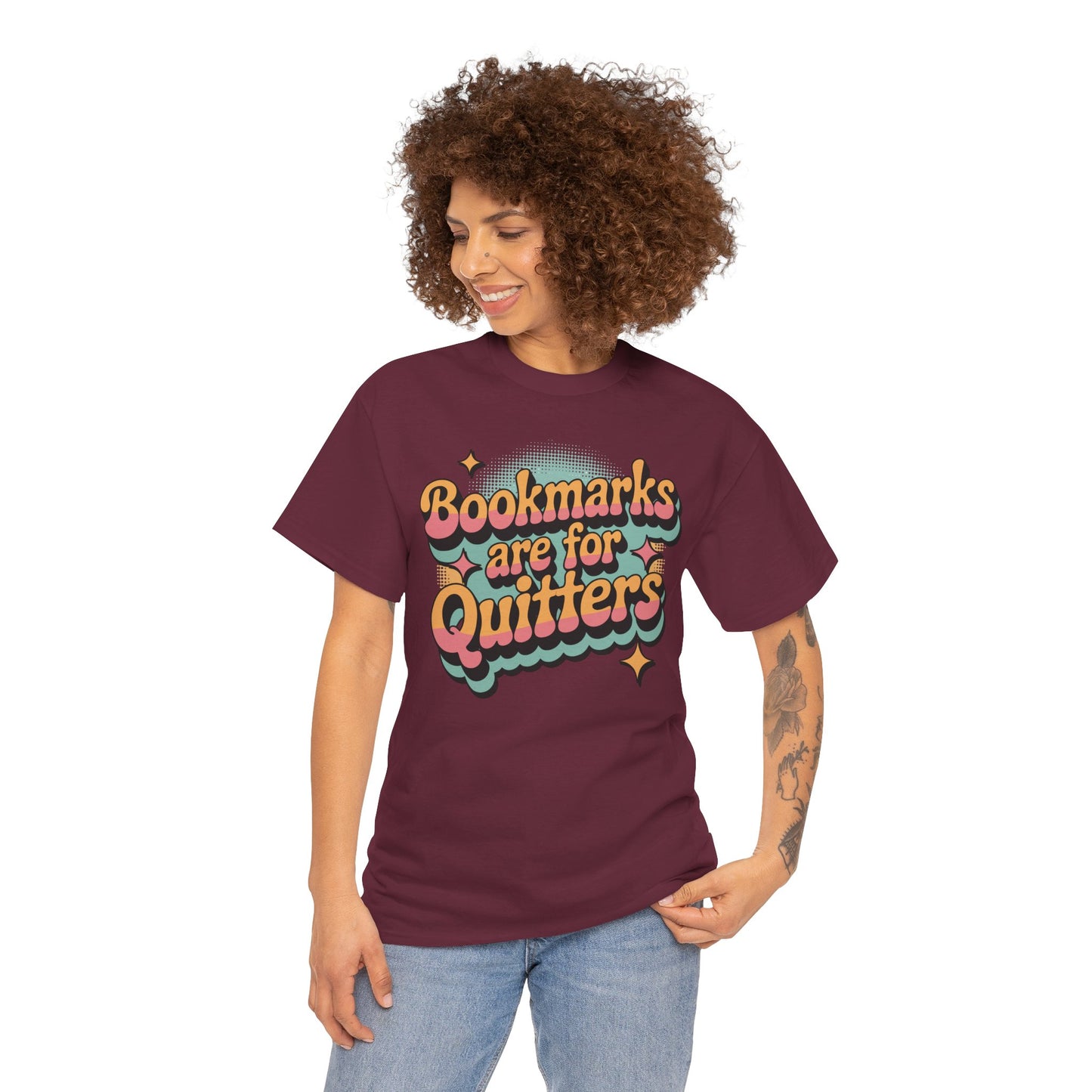 Bookmarks Are for Quitters Retro Reader Unisex T-shirt | TEEZOCA 