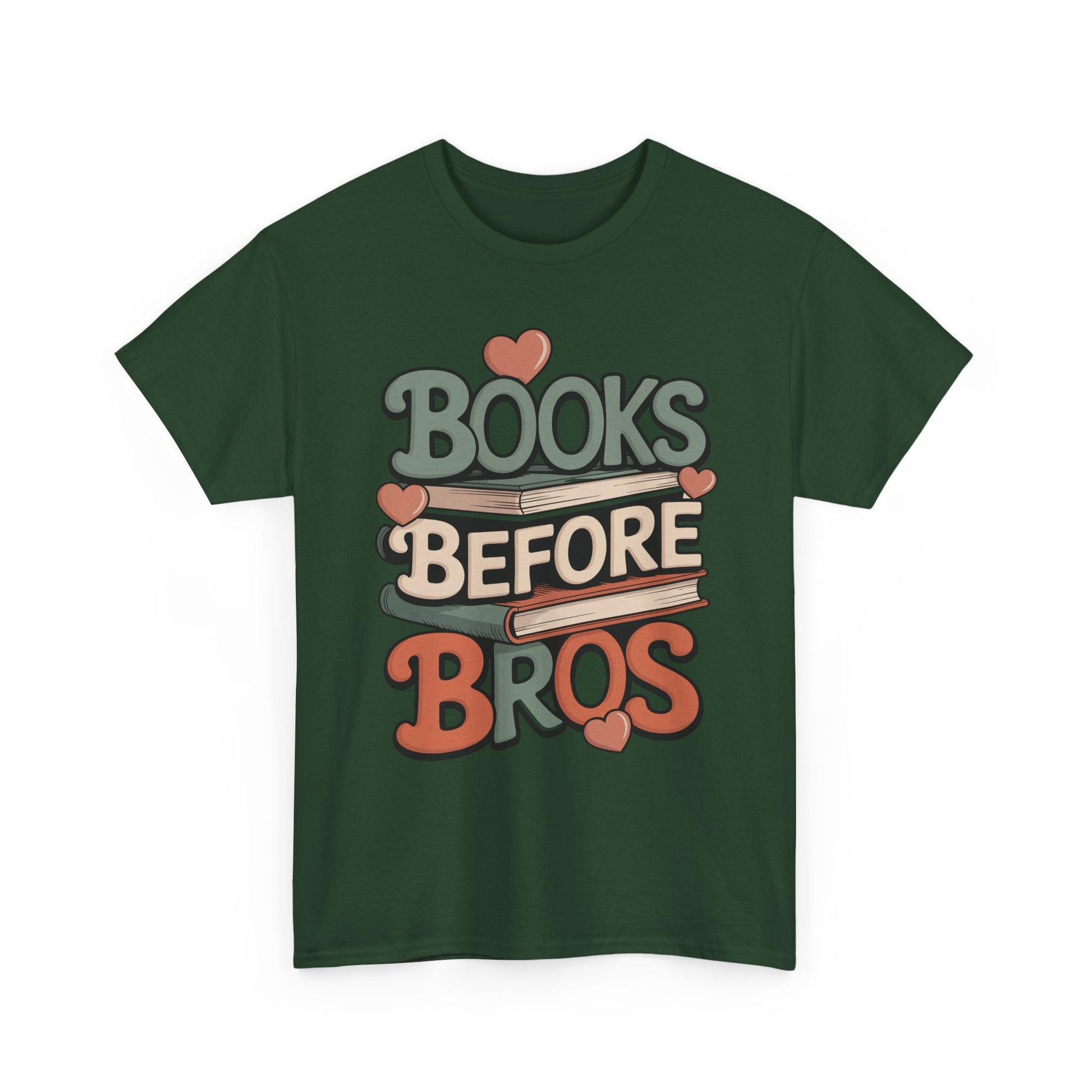 Books Before Bros Unisex T-shirt for Book Lovers | TEEZOCA Books Before Bros Unisex T-shirt with stacked book design