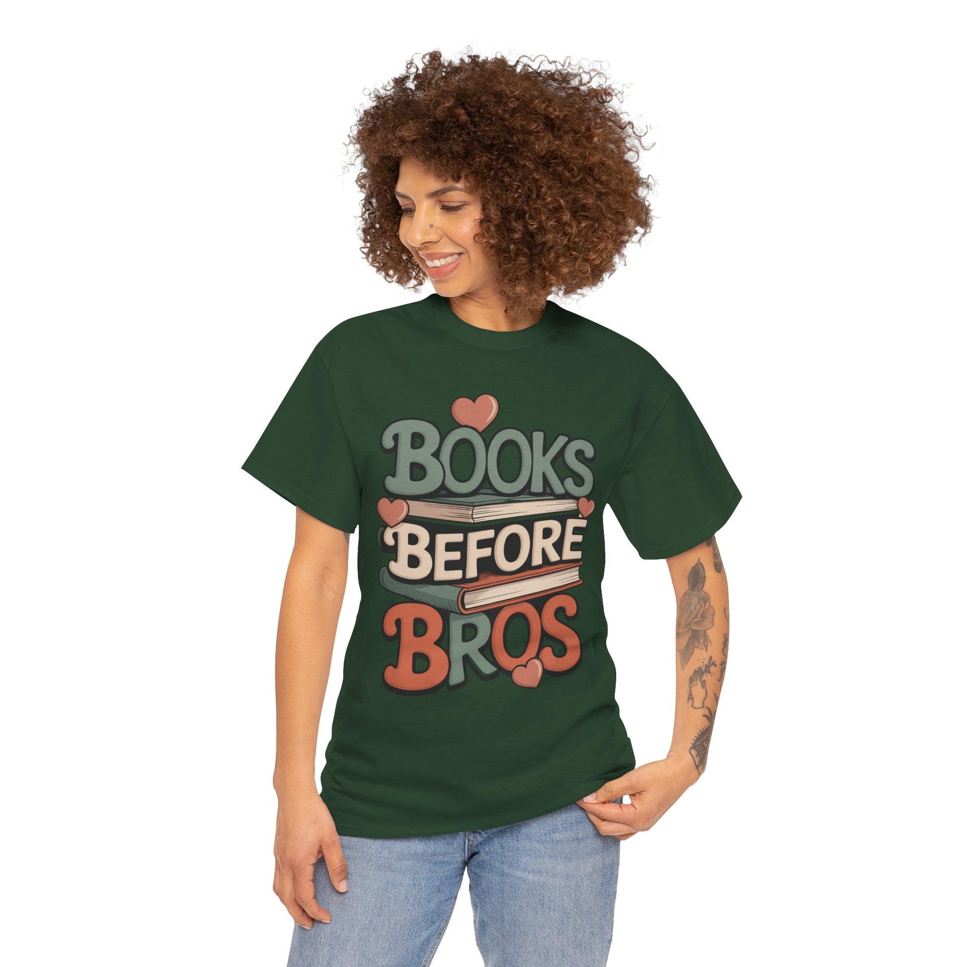 Books Before Bros Unisex T-shirt for Book Lovers | TEEZOCA funny reader slogan Unisex T-shirt cozy streetwear style