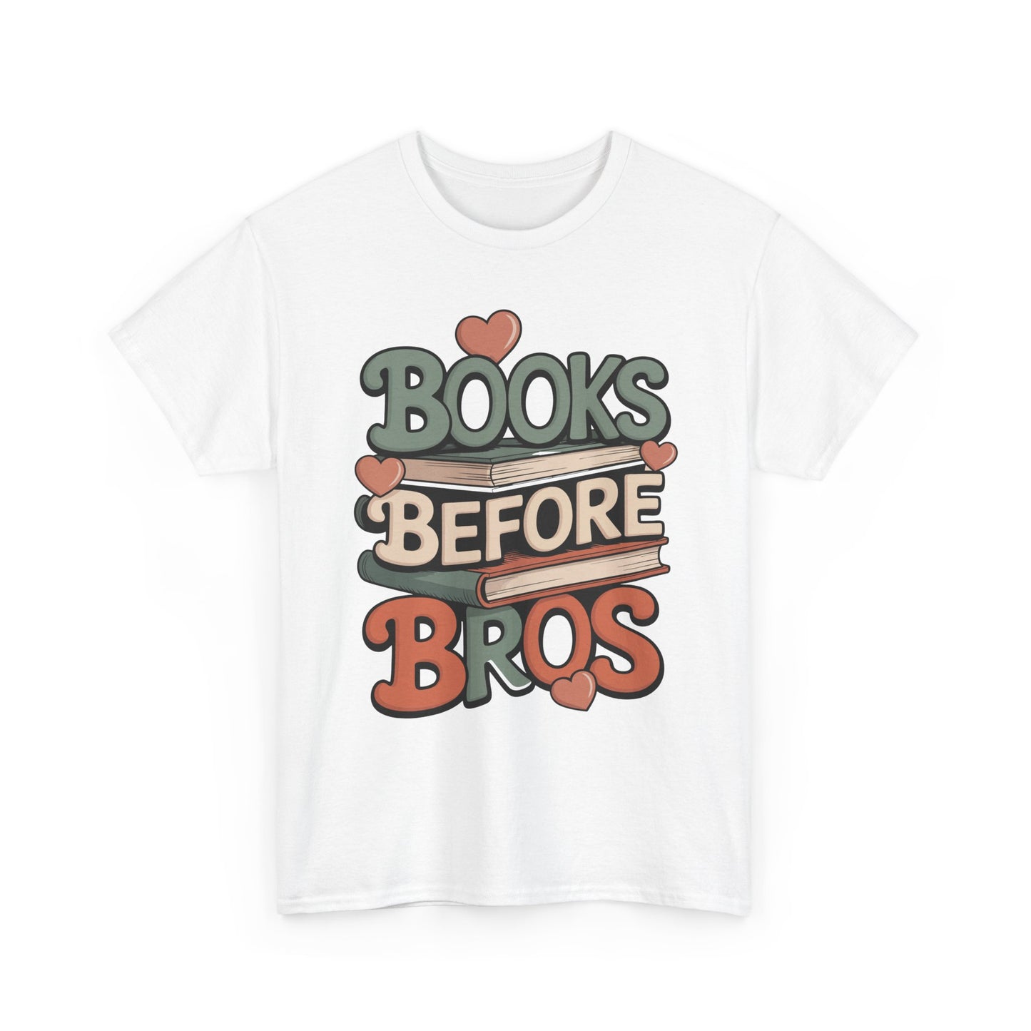 Books Before Bros Unisex T-shirt for Book Lovers | TEEZOCA stacked books illustration Unisex T-shirt for bibliophiles