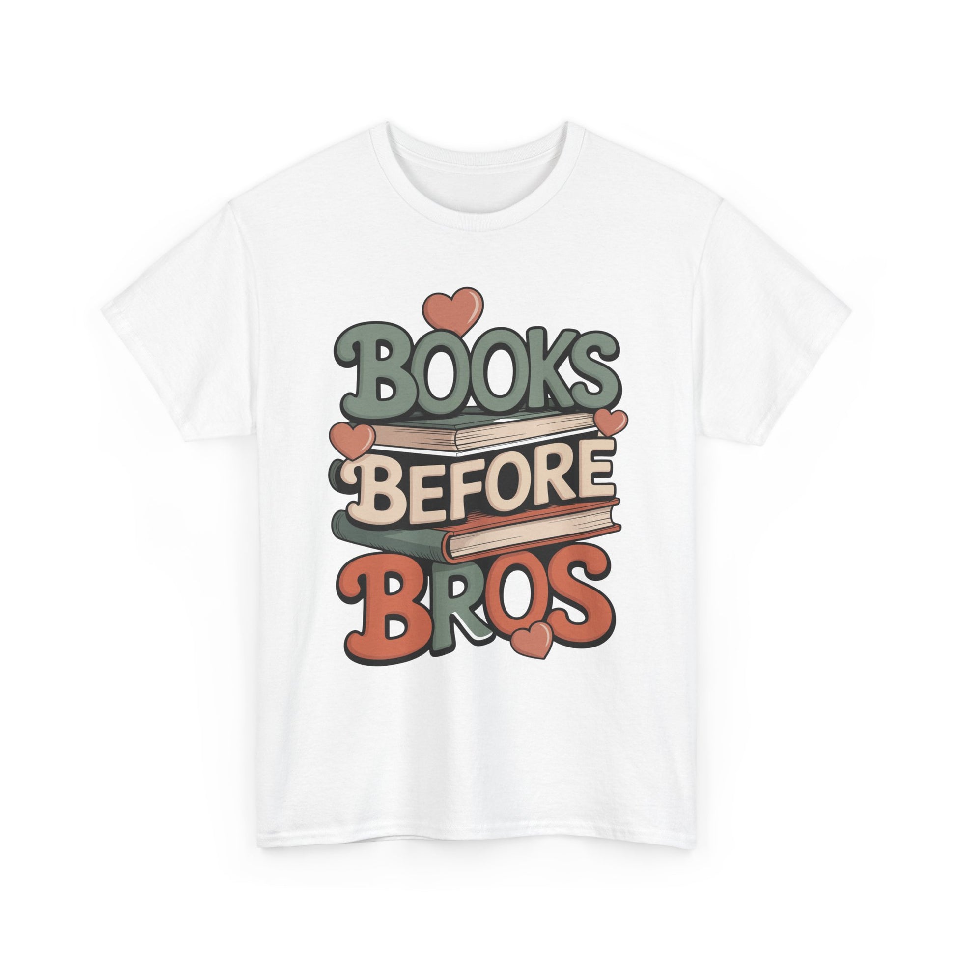 Books Before Bros Unisex T-shirt for Book Lovers | TEEZOCA stacked books illustration Unisex T-shirt for bibliophiles