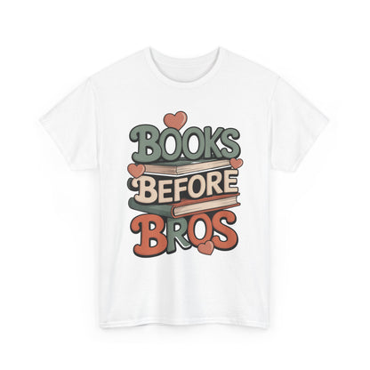 Books Before Bros Unisex T-shirt for Book Lovers | TEEZOCA stacked books illustration Unisex T-shirt for bibliophiles
