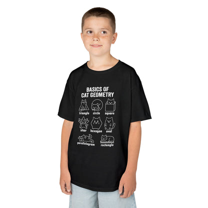 Basics of Cat Geometry Kids T-Shirt – Funny Math Cat Tee for Students | TEEZOCA 