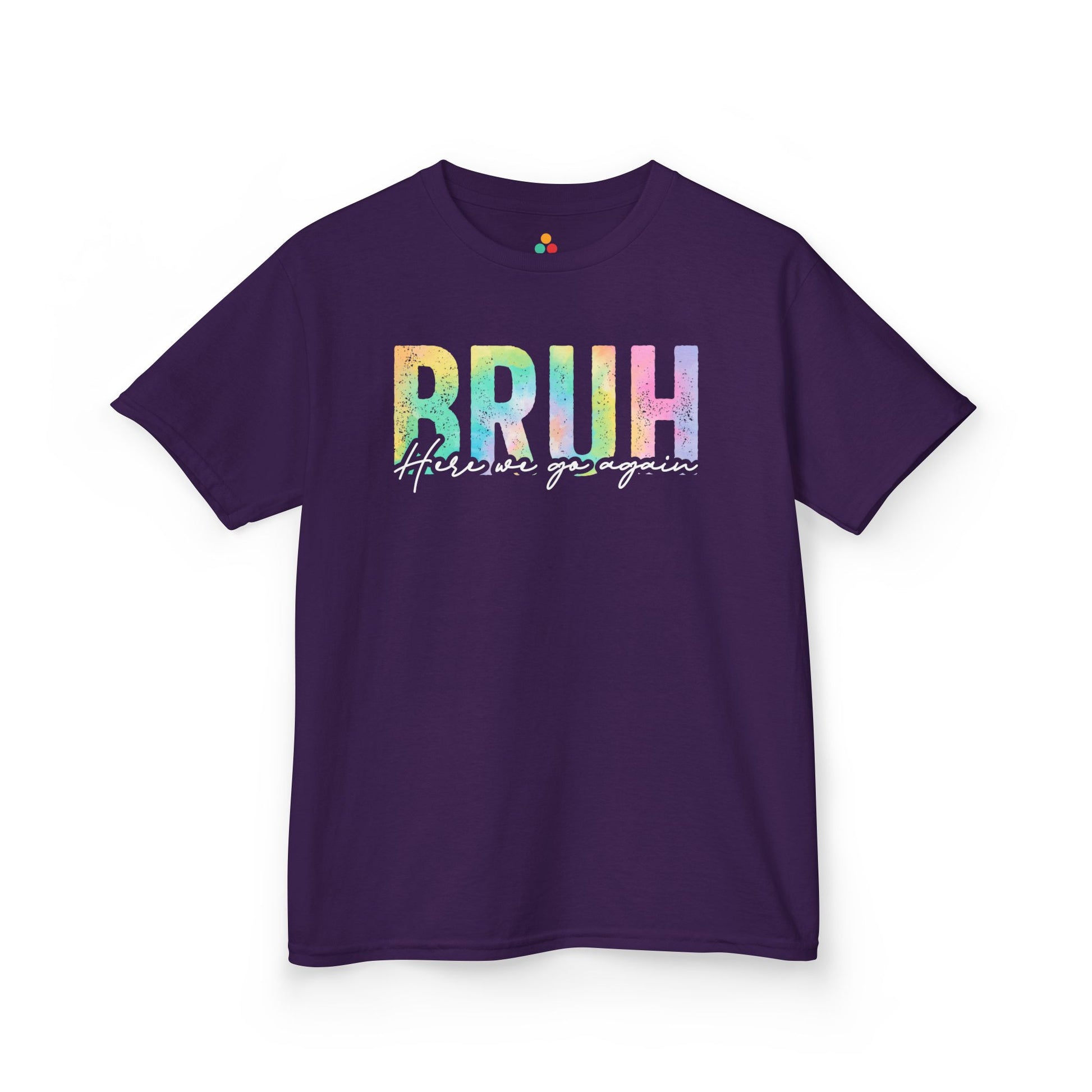 Bruh Here We Go Again Funny Retro Pastel  Kids T-shirt | TEEZOCA playful streetwear vibe Kids T-shirt with BRUH text