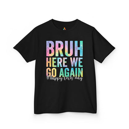 Bruh Here We Go Again Pastel Funny Kids T-shirt | TEEZOCA 