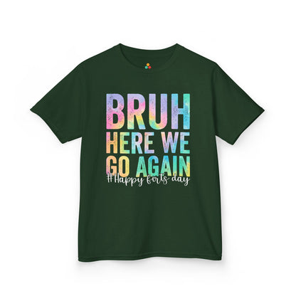 Bruh Here We Go Again Pastel Funny Kids T-shirt | TEEZOCA 