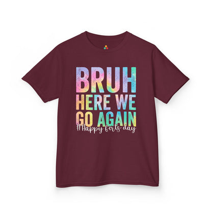 Bruh Here We Go Again Pastel Funny Kids T-shirt | TEEZOCA 