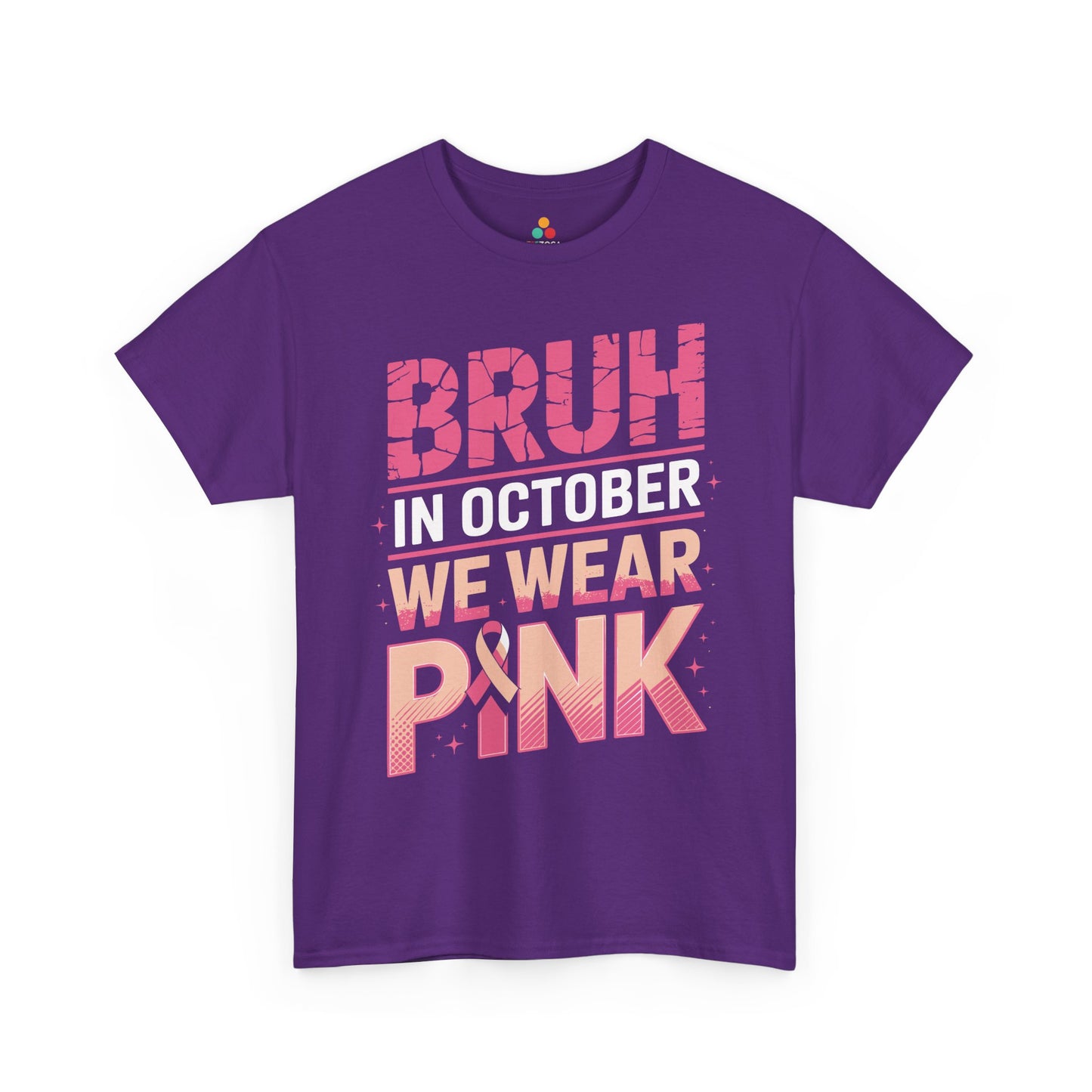 Bruh In October We Wear Pink Ribbon Breast Cancer Awareness Unisex T-shirt | TEEZOCA breast cancer ribbon Unisex T-shirt October support design
