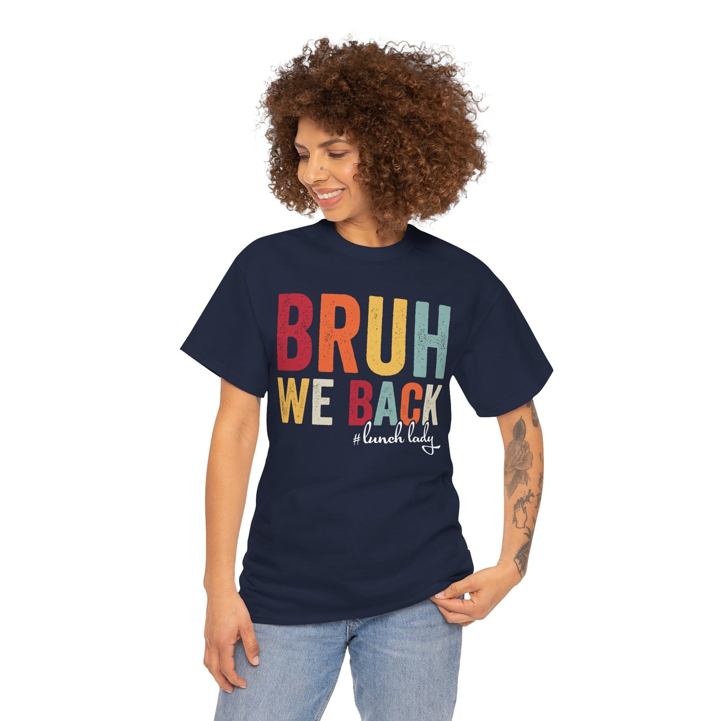 Bruh We Back #LunchLady Back To School Retro Unisex T-shirt | TEEZOCA bold Bruh We Back lunch lady tee
