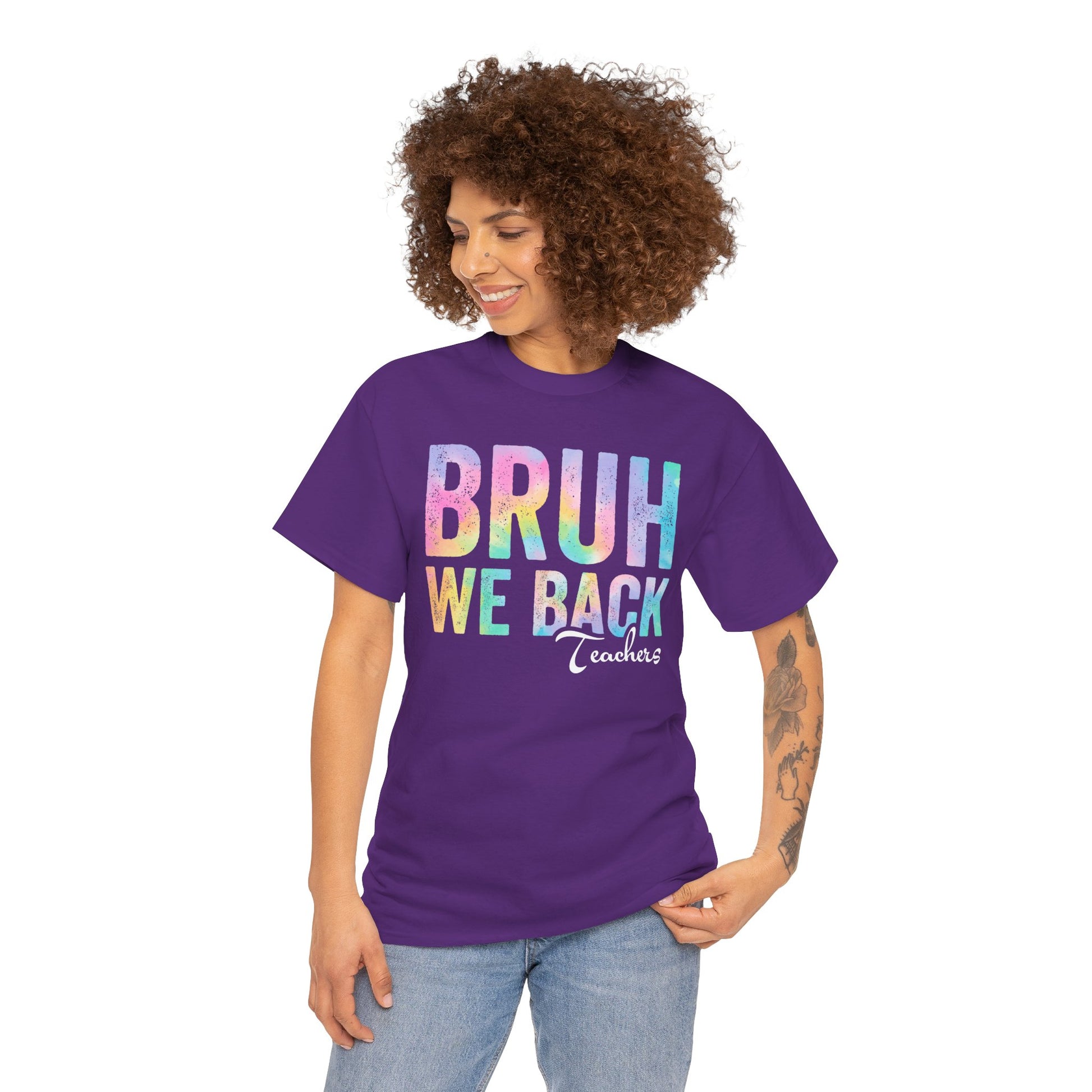 Bruh We Back Teachers Retro Pastel Unisex T-shirt | TEEZOCA vibrant teacher appreciation Unisex T-shirt