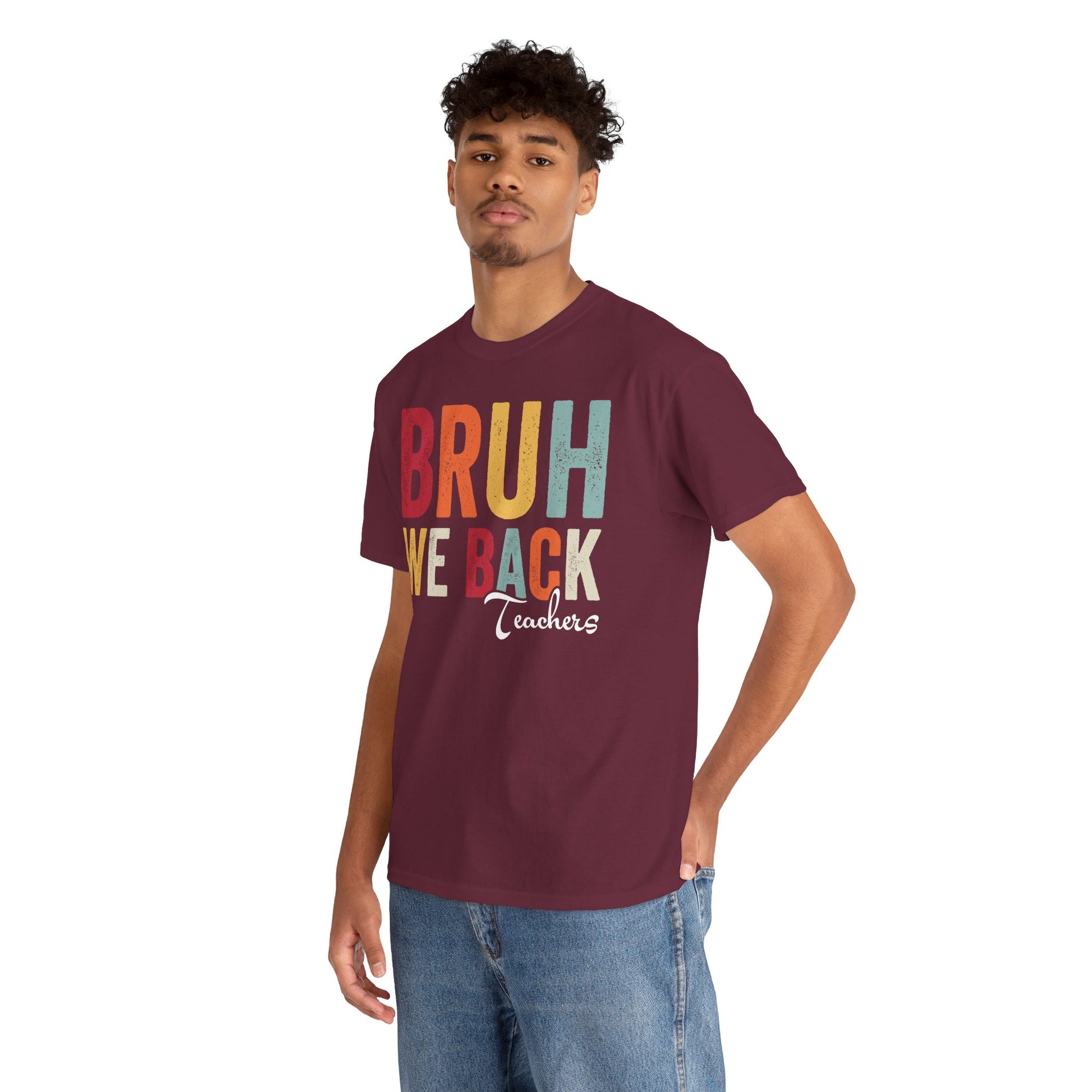 Bruh We Back Teachers Unisex T-shirt Back to School | TEEZOCA colorful Bruh We Back teacher graphic tee
