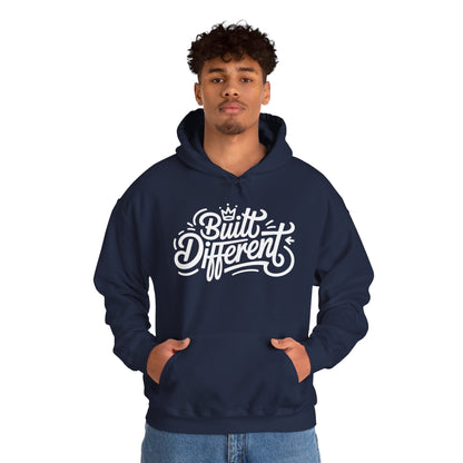 Built Different Crown Script Unisex Heavy Blend Hoodie | TEEZOCA Built Different crown lettering hoodie design