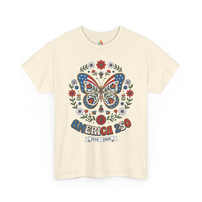Butterfly Graphic Tee Women Folk Art America 250 T-shirt Gift | TEEZOCA 