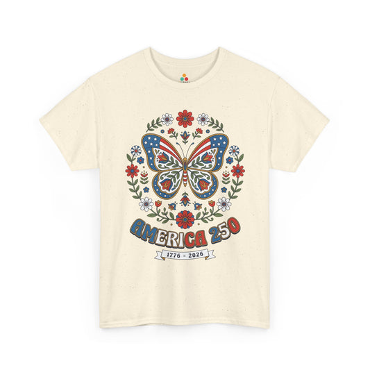 Butterfly Graphic Tee Women Folk Art America 250 T-shirt Gift | TEEZOCA 