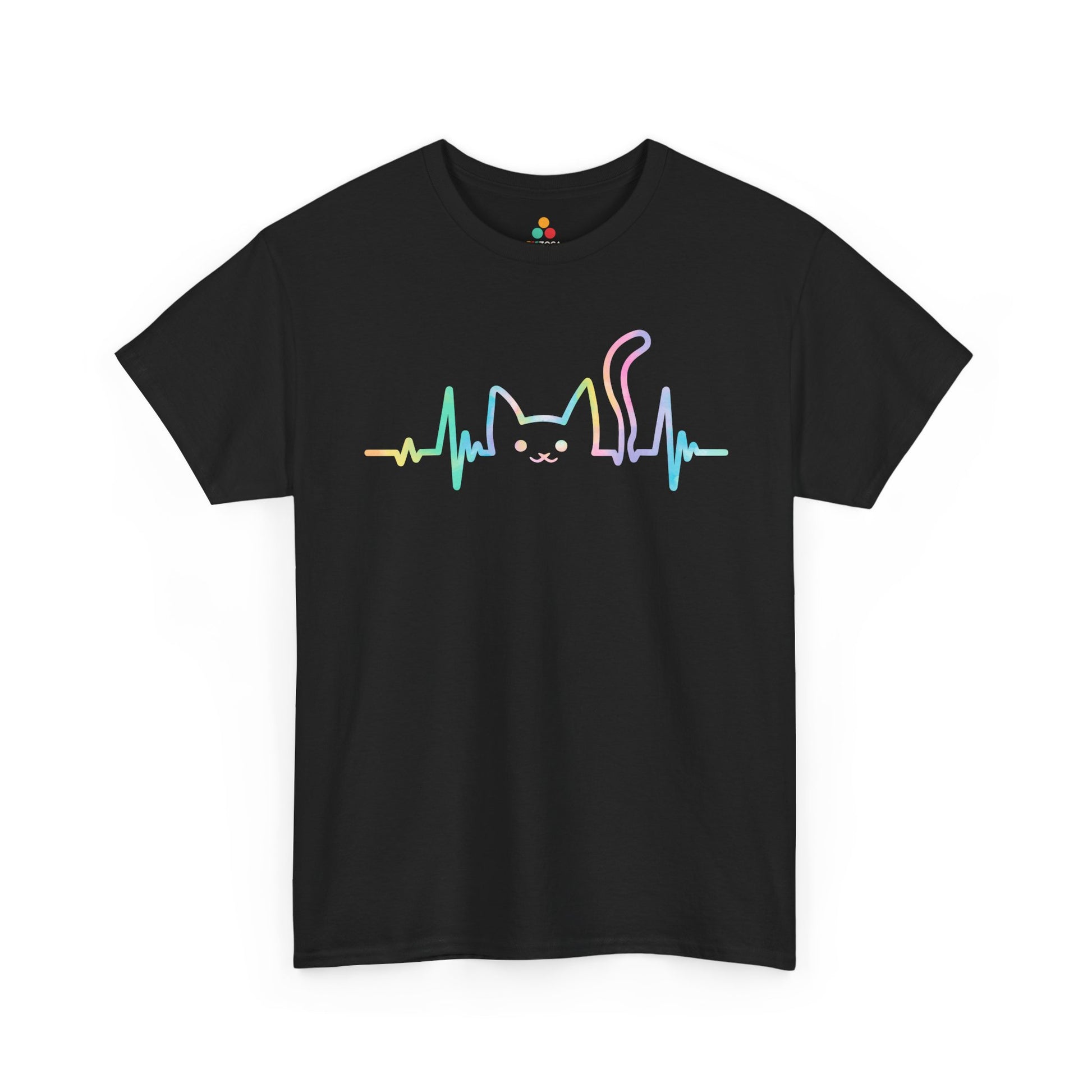 Cat Heartbeat Line Unisex T-shirt Cute Pet Lover Graphic | TEEZOCA 