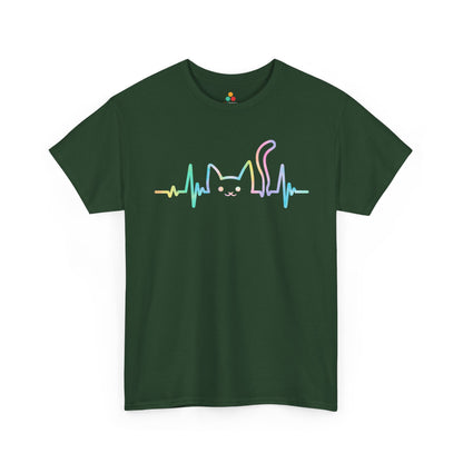 Cat Heartbeat Line Unisex T-shirt Cute Pet Lover Graphic | TEEZOCA 
