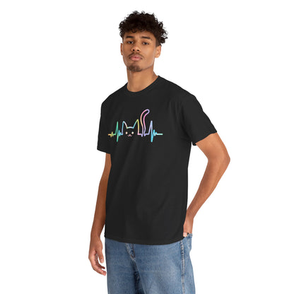 Cat Heartbeat Line Unisex T-shirt Cute Pet Lover Graphic | TEEZOCA 