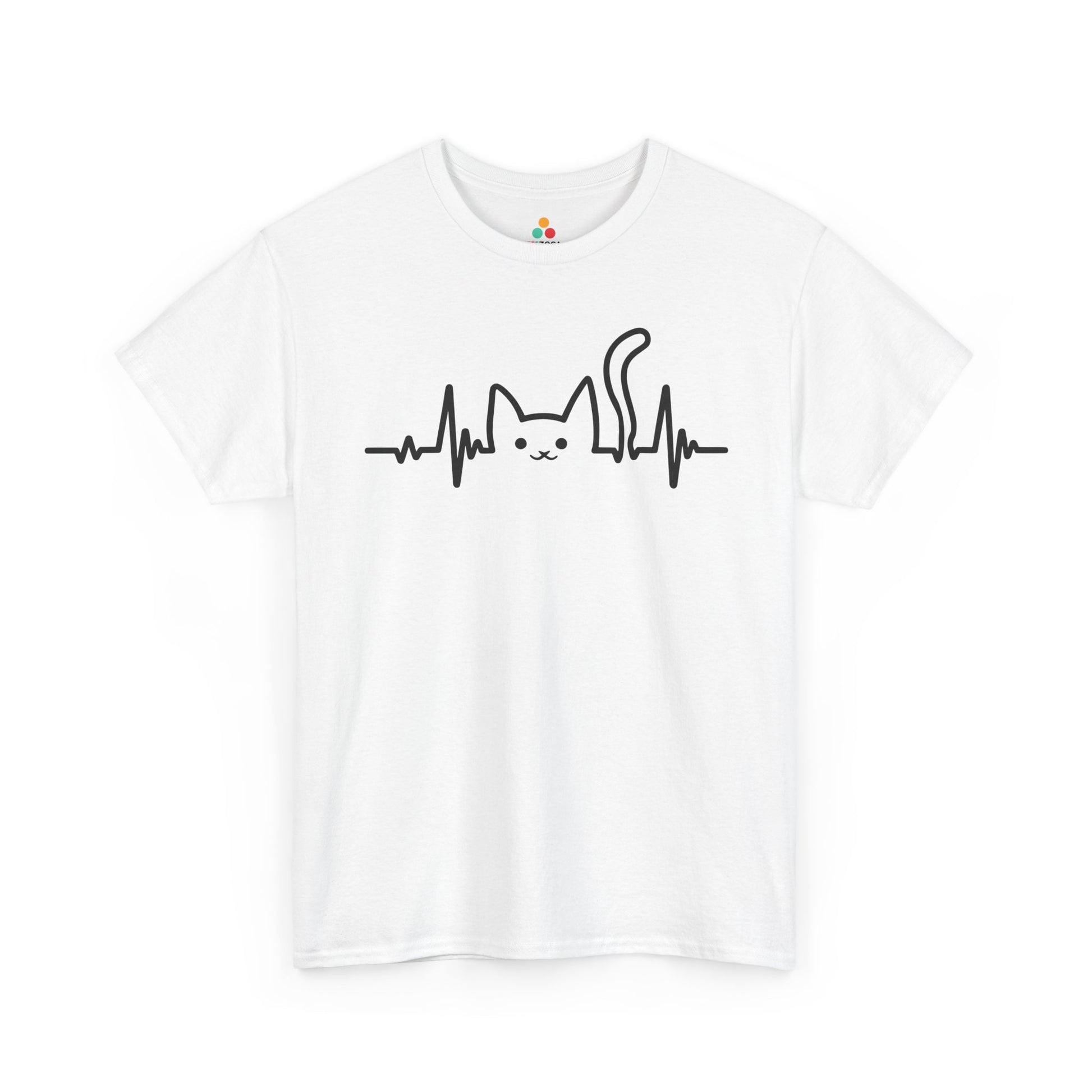 Cat Heartbeat Line Unisex T-shirt Minimal Pet Lover Style | TEEZOCA 