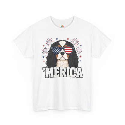 Cavalier King Charles Gift Patriotic Merica Dog Graphic T-shirt | TEEZOCA 