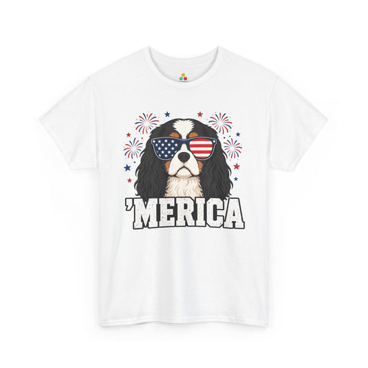 Cavalier King Charles Gift Patriotic Merica Dog Graphic T-shirt | TEEZOCA 