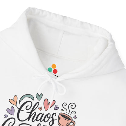 Chaos Coordinator Coffee Vibes Unisex Heavy Blend Hoodie | TEEZOCA chaos coordinator coffee heart design Unisex Heavy Blend Hoodie