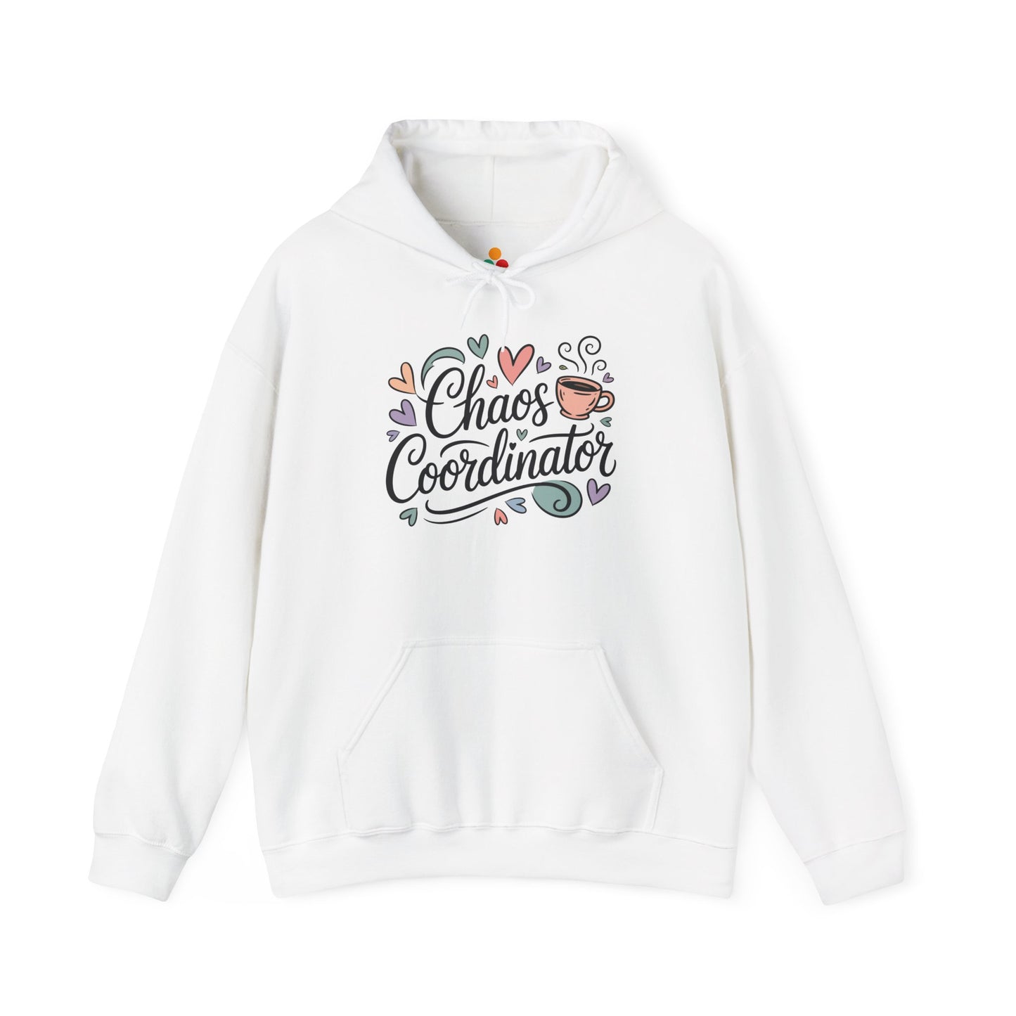 Chaos Coordinator Coffee Vibes Unisex Heavy Blend Hoodie | TEEZOCA chaos coordinator pastel coffee art Unisex Heavy Blend Hoodie