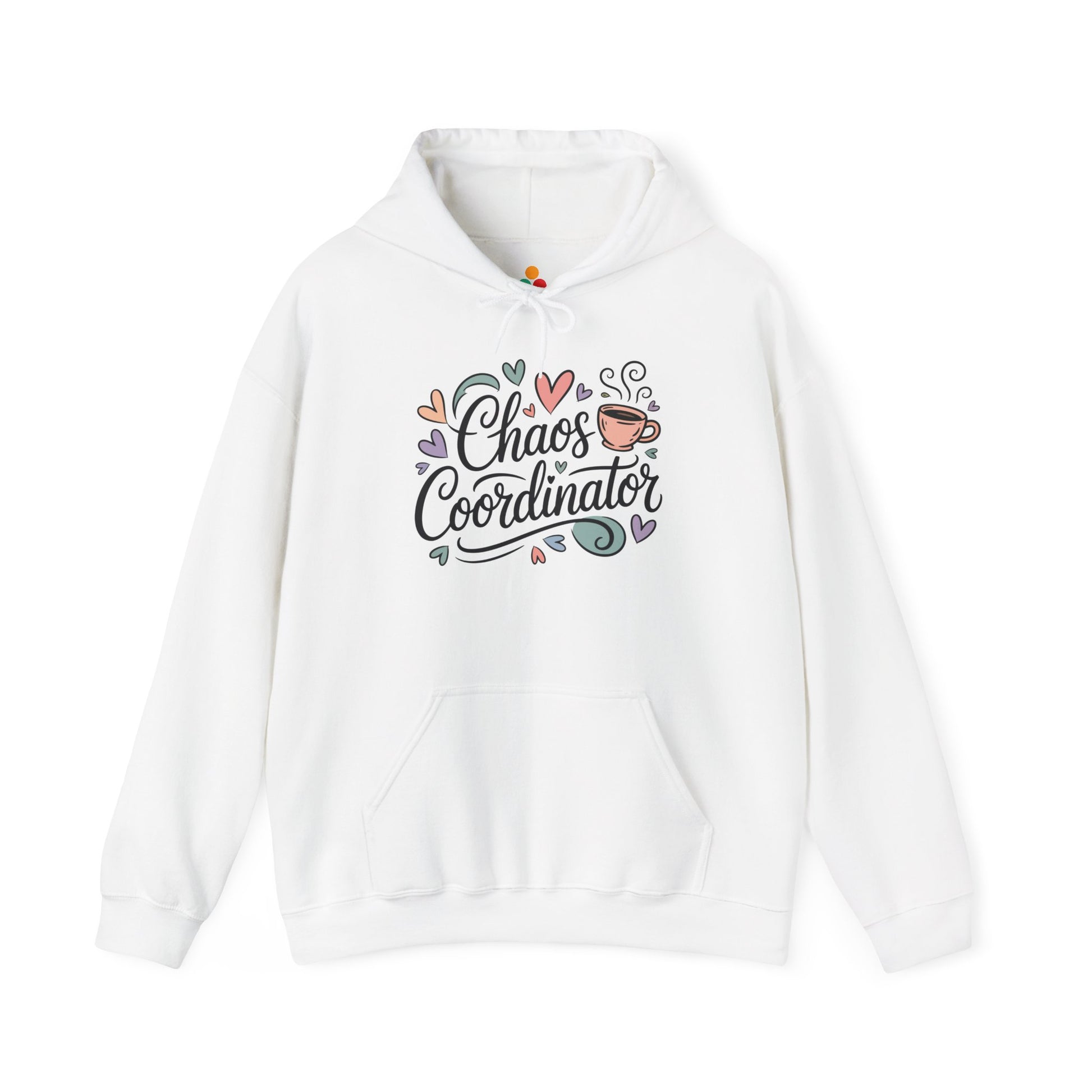 Chaos Coordinator Coffee Vibes Unisex Heavy Blend Hoodie | TEEZOCA chaos coordinator pastel coffee art Unisex Heavy Blend Hoodie