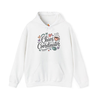 Chaos Coordinator Coffee Vibes Unisex Heavy Blend Hoodie | TEEZOCA chaos coordinator pastel coffee art Unisex Heavy Blend Hoodie