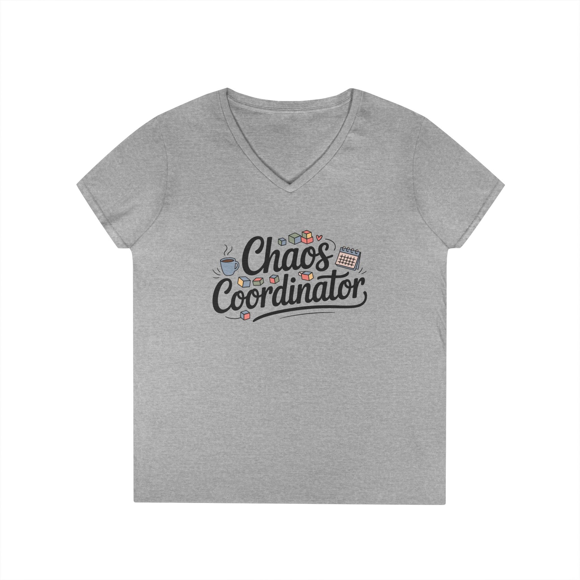 Chaos Coordinator Cute Minimalist Mom Life V-Neck T-Shirt for Women | TEEZOCA 