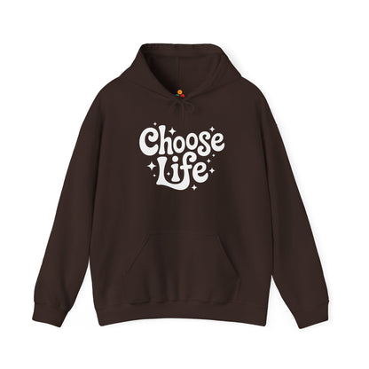 Choose Life Retro Typography Unisex Heavy Blend Hoodie | TEEZOCA choose life typography Unisex Heavy Blend Hoodie bold text design