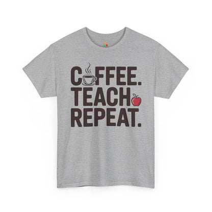Coffee Teach Repeat Unisex T-shirt Funny Teacher Graphic | TEEZOCA Coffee Teach Repeat statement Unisex T-shirt for teachers
