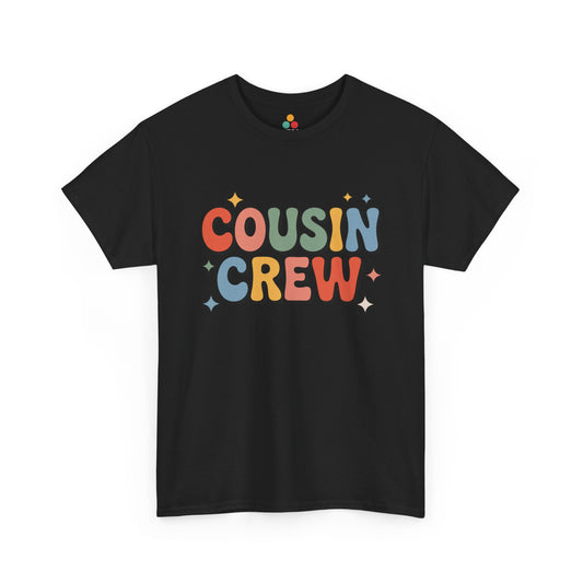Cousin Crew Retro Multicolor Black Graphic T-Shirt – Cute Groovy Family Matching Tee for Cousin Squad | TEEZOCA 