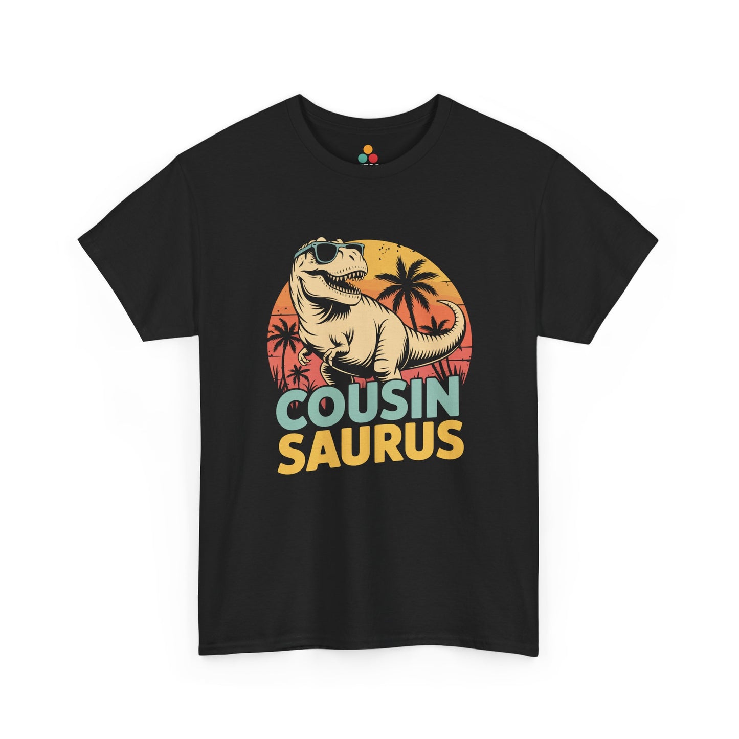 Cousin Saurus Retro Dinosaur T-Shirt – Funny Cousin Gift for Boys and Girls | TEEZOCA 