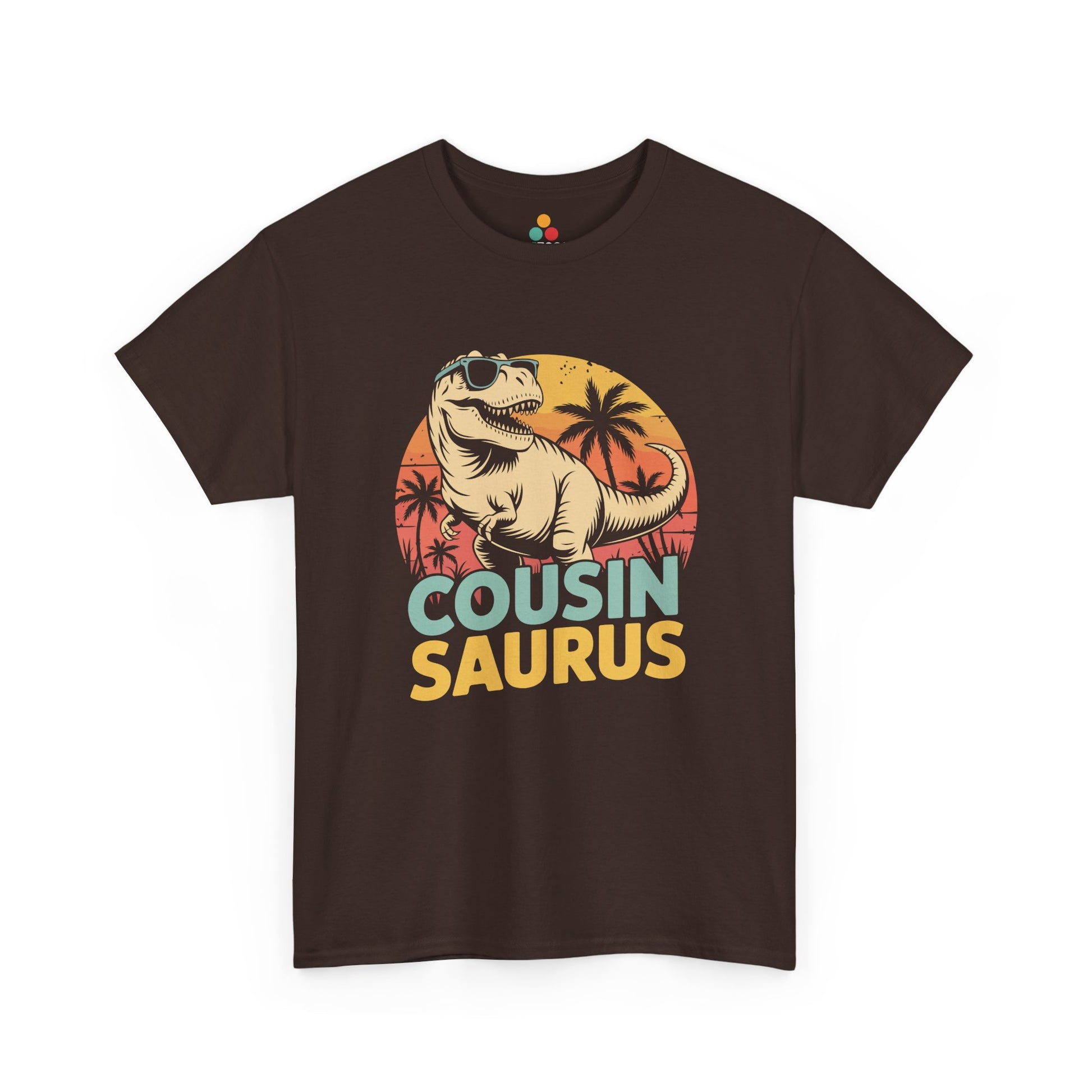 Cousin Saurus Retro Dinosaur T-Shirt – Funny Cousin Gift for Boys and Girls | TEEZOCA 