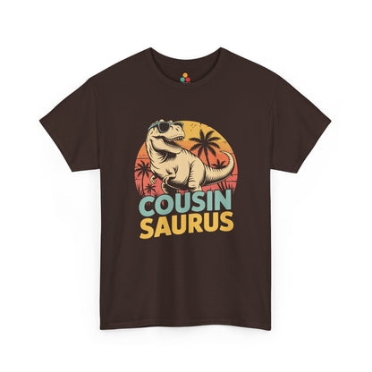 Cousin Saurus Retro Dinosaur T-Shirt – Funny Cousin Gift for Boys and Girls | TEEZOCA 
