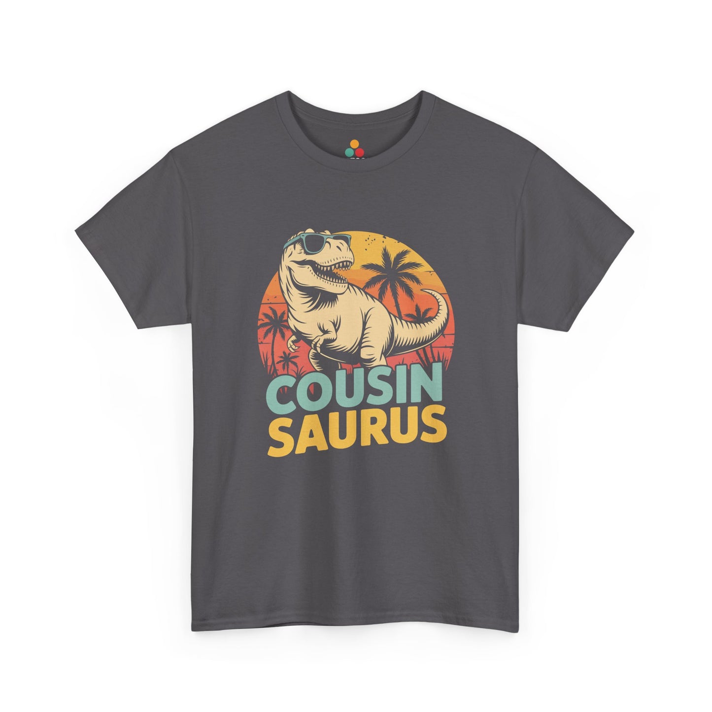 Cousin Saurus Retro Dinosaur T-Shirt – Funny Cousin Gift for Boys and Girls | TEEZOCA 