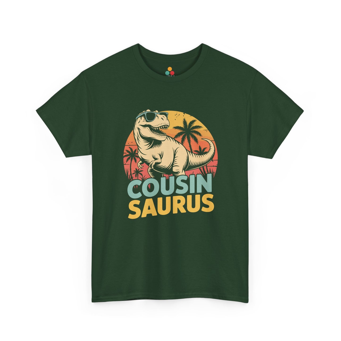 Cousin Saurus Retro Dinosaur T-Shirt – Funny Cousin Gift for Boys and Girls | TEEZOCA 