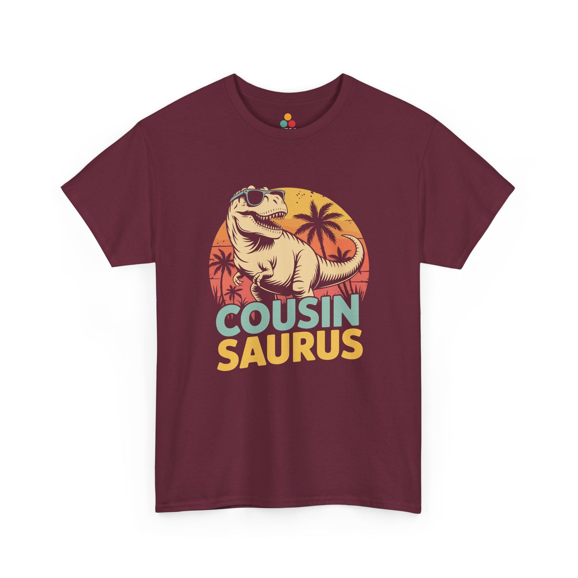 Cousin Saurus Retro Dinosaur T-Shirt – Funny Cousin Gift for Boys and Girls | TEEZOCA 