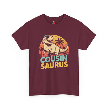 Cousin Saurus Retro Dinosaur T-Shirt – Funny Cousin Gift for Boys and Girls | TEEZOCA 