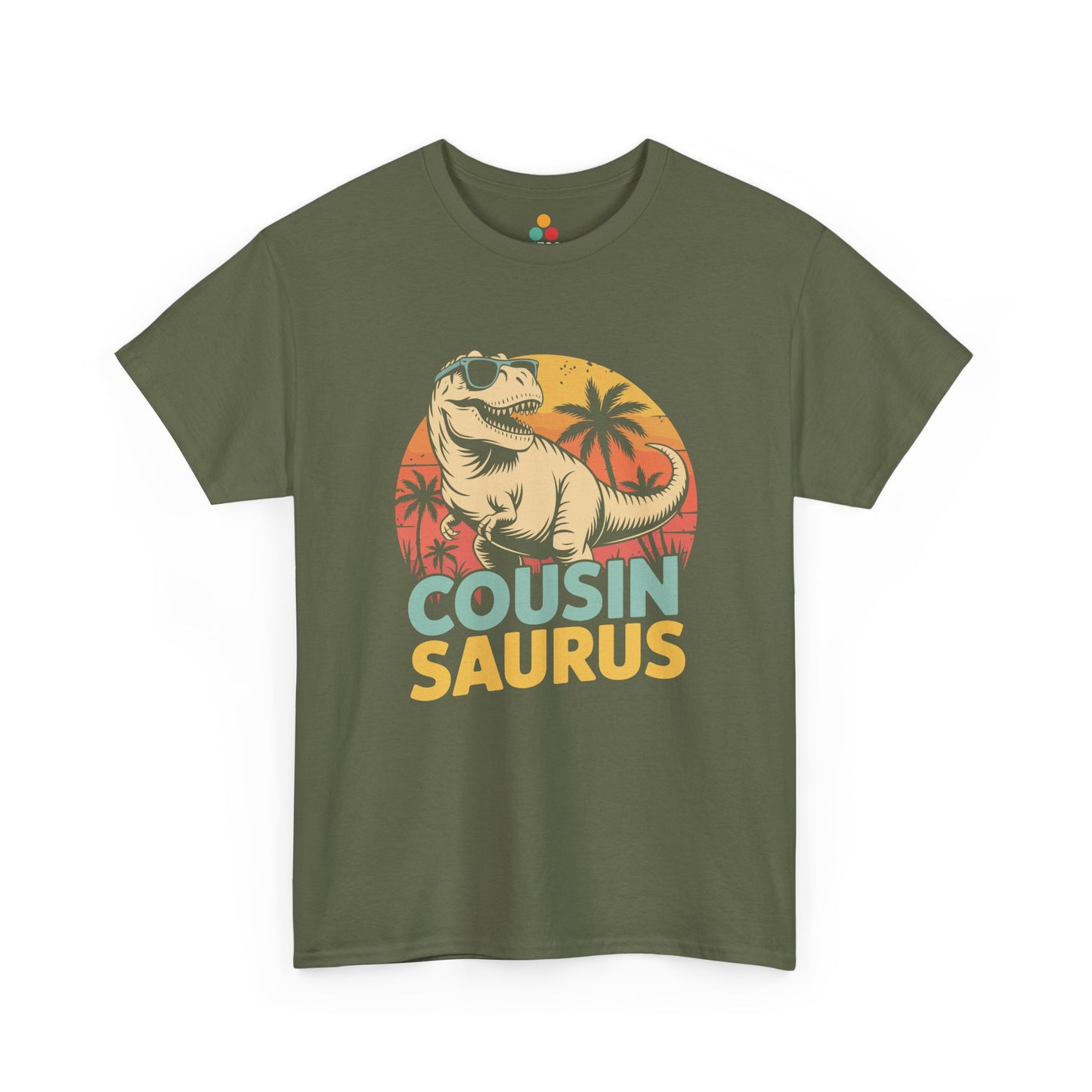 Cousin Saurus Retro Dinosaur T-Shirt – Funny Cousin Gift for Boys and Girls | TEEZOCA 